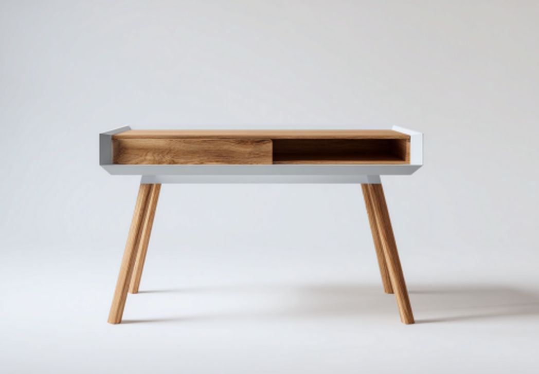 Tisch mit Ablagefach für den Wohnbereich aus Holz und Metall-120 x 60 x 75