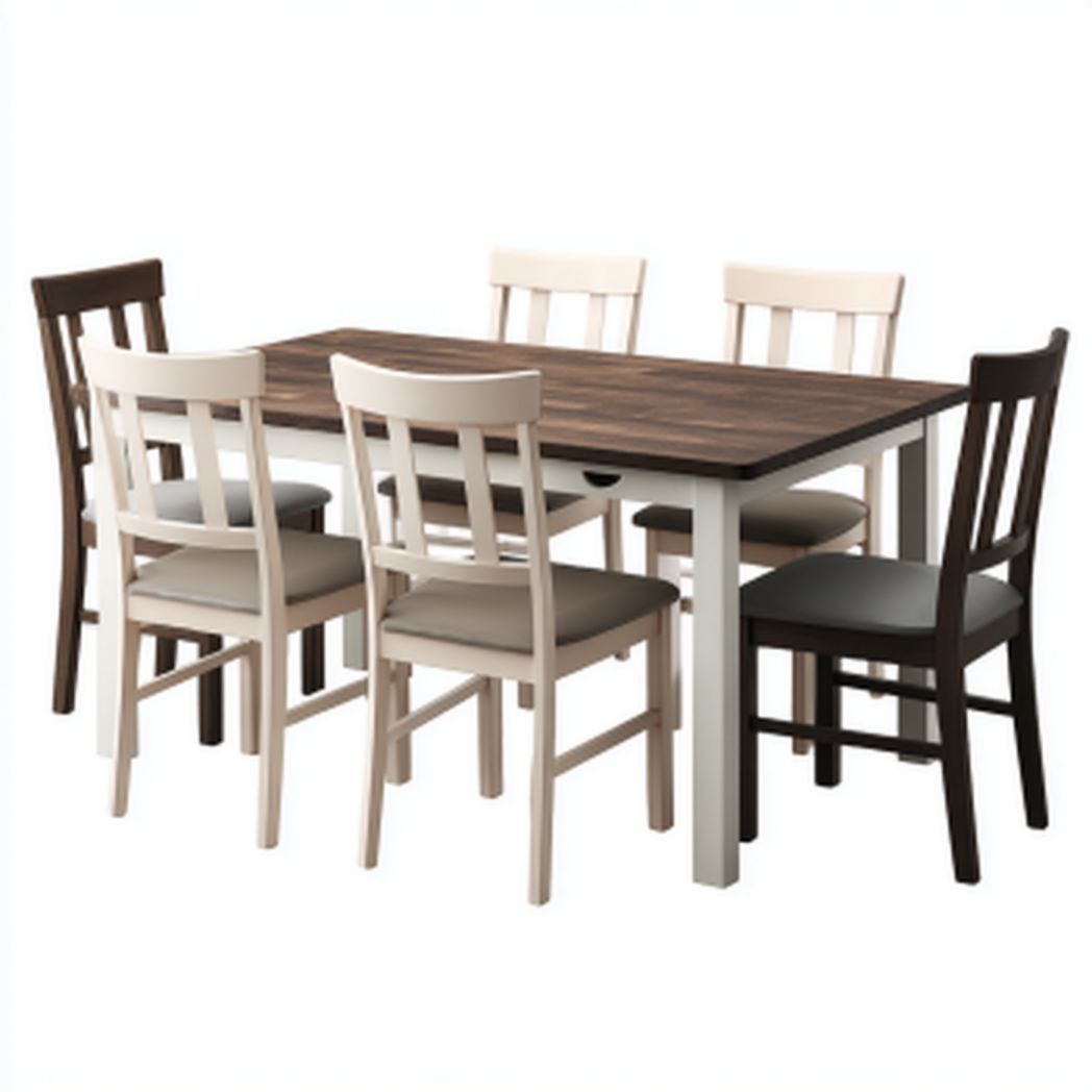 Esszimmertisch mit sechs Stühlen für den Innenbereich aus Holz und Metall-200 x 100 x 75