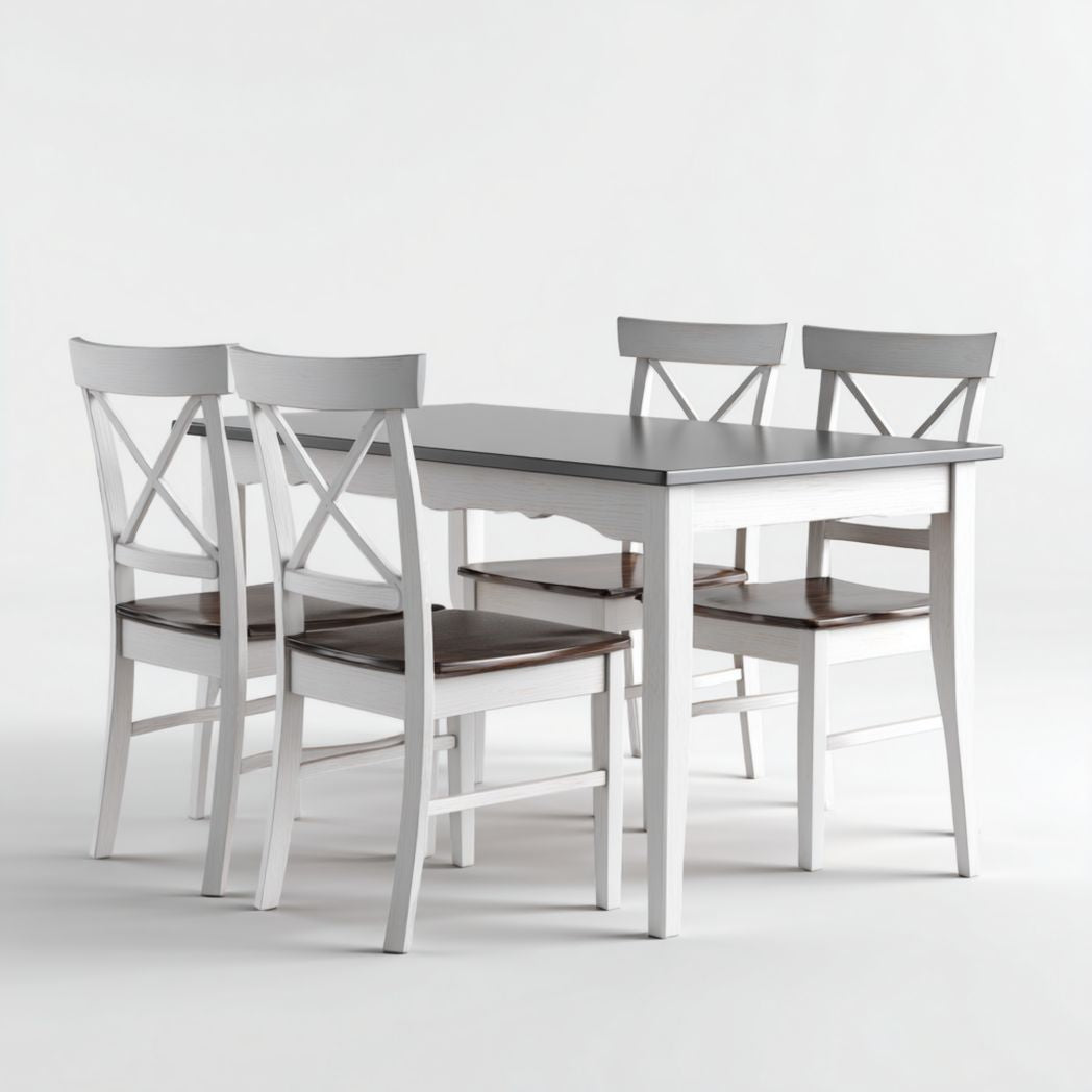 Esstisch mit vier Stühlen aus Holz für Essbereich 150 x 90 x 75