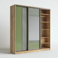 Kleiderschrank mit Schiebetüren aus Holz und Glas-200 x 60 x 220