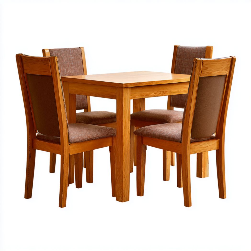 Esstisch mit vier Stühlen für Esszimmer aus Holz-90 x 90 x 75