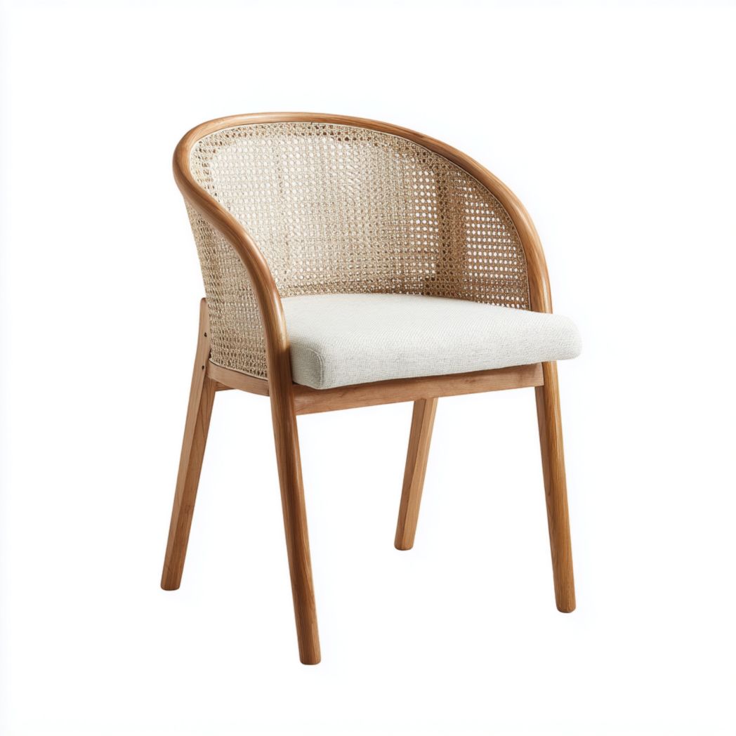 Sitzstuhl aus Rattan mit Polsterung für Wohnräume 60 x 55 x 75